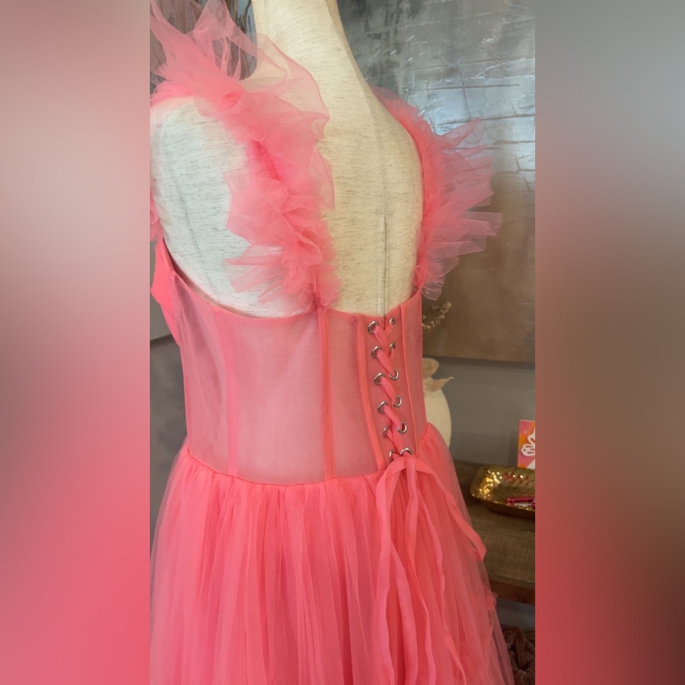 NWT Ava Gowns ‘Mia dress’ coral pink tulle corset dress size 10 - Picture 12 of 15